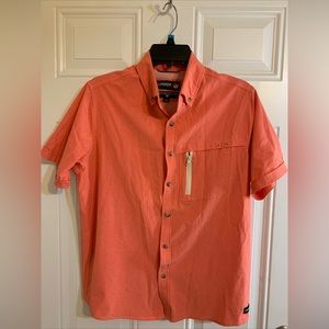 Canada Weather Gear Men Shirt Orange Vented Fishing Casual Lightweight Outdoor S